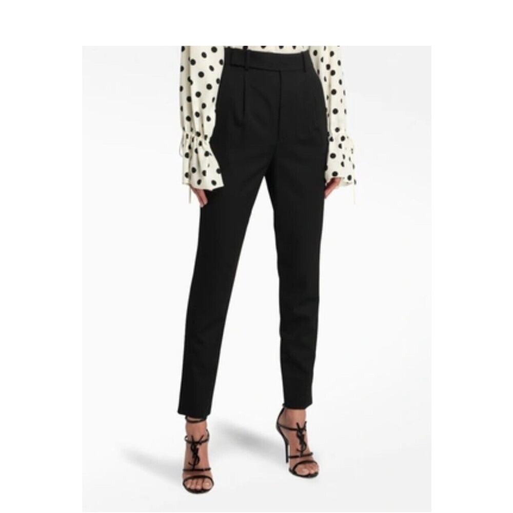 Saint Laurent YSL Women’s F42 US 10 Black High Rise Tapered Trousers NWT $990